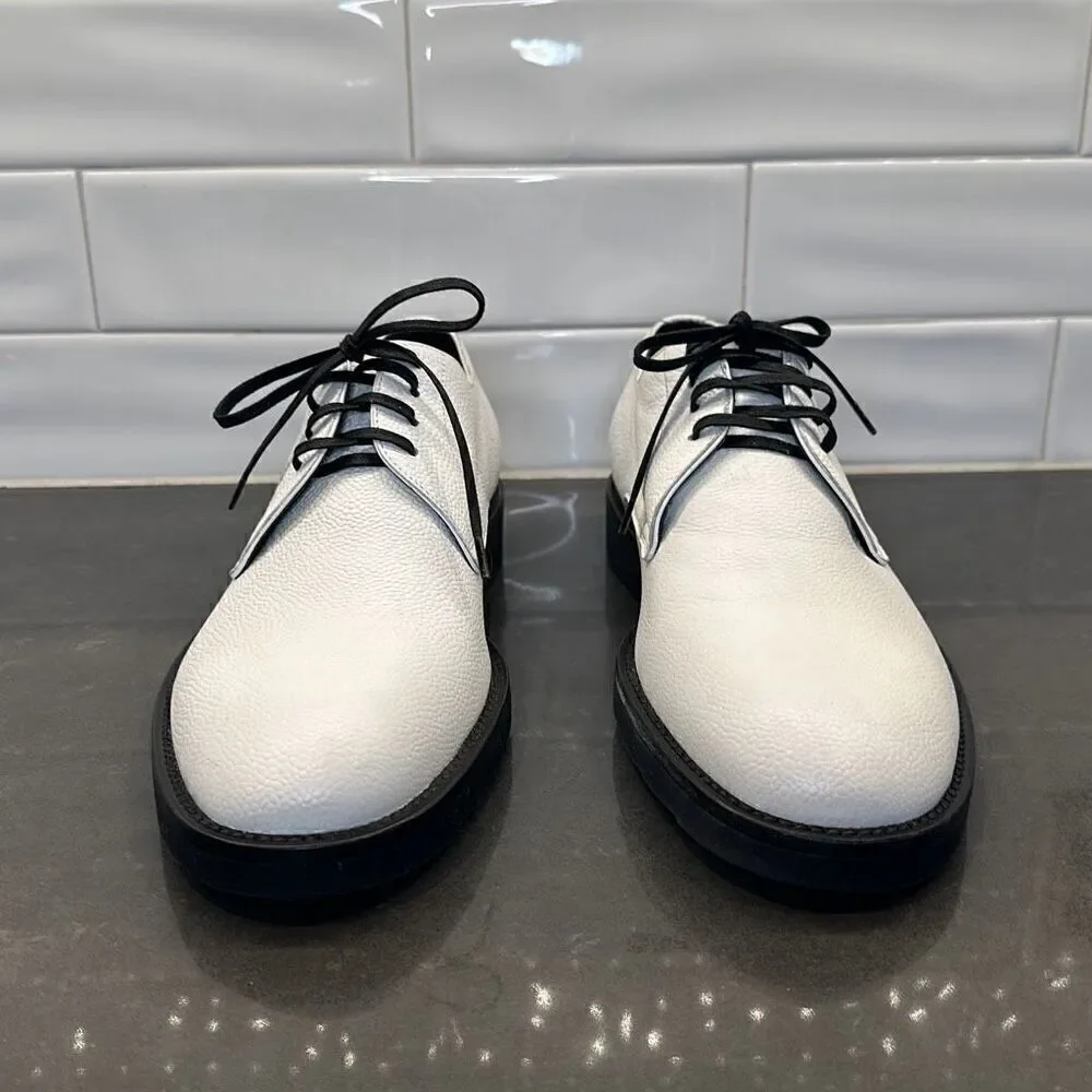 Dolce & Gabbana White Leather Derby Dress Formal Shoes-NWOT